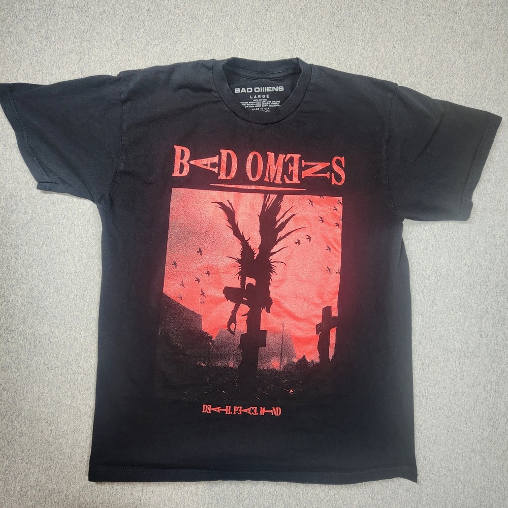 Bad Omens T-Shirt Mens Large Black Red Death Note Graphic Good Band Tee USA